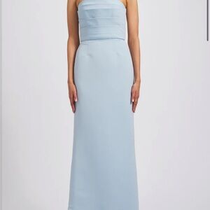 Amsale Strapless Light Blue Dress